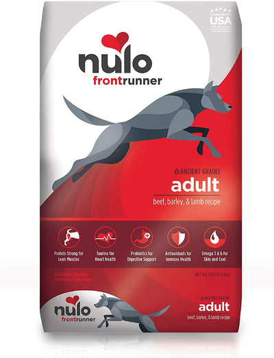 Nulo Frontrunner Dry Dog Food for Adult Dogs – Ancient Grain Inclusive Recipe - All Natural Pet Kibble with High Taurine Levels - Animal Protein for Lean Strong Muscles