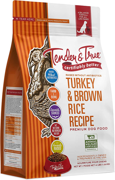 Tender & True Antibiotic-Free Turkey & Brown Rice Recipe Dog Food, 4 Lb