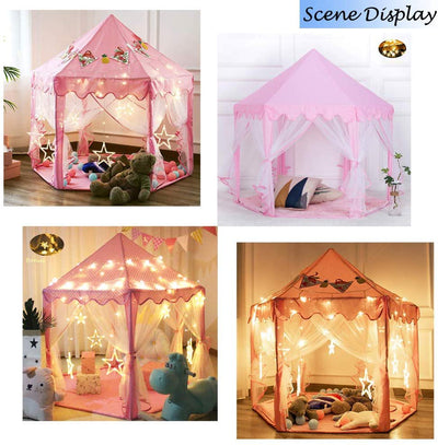 Artrylin Princess Castle Tent for Girls Fairy Play Tents for Kids Hexagon Playhouse Toys for Children or Toddlers Indoor or Outdoor Games (Pink)