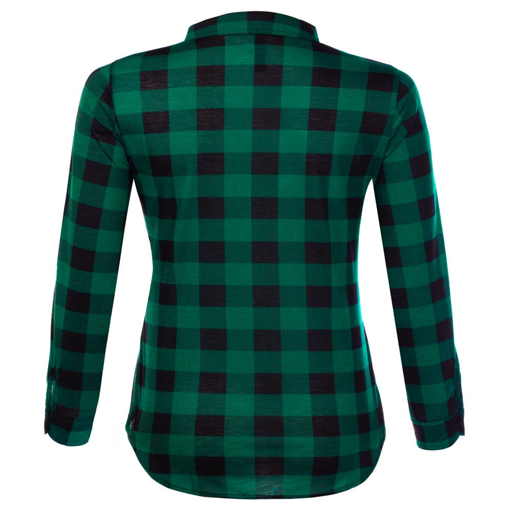 JJ Perfection Womens Long Sleeve Collared Button down Plaid Flannel Shirt