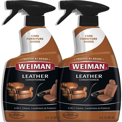 Weiman Leather Cleaner and Conditioner for Sofa, Couch, Purse, Bags, Saddles 22 Oz - 2 Pack