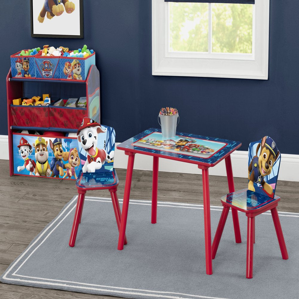 Nick Jr. PAW Patrol 4-Piece Playroom Solution by Delta Children – Set Includes Table and 2 Chairs and 6-Bin Toy Organizer