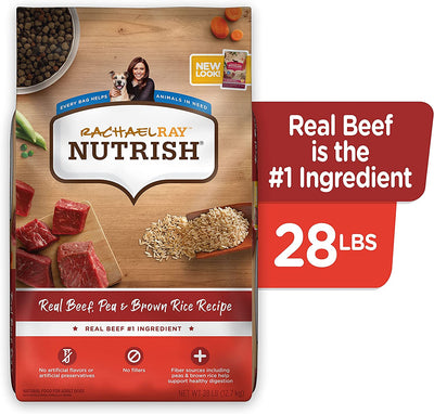 Rachael Ray Nutrish Premium Natural Dry Dog Food, Real Beef, Pea, & Brown Rice Recipe, 28 Pounds