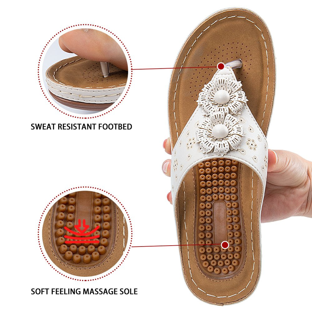 Ecetana Women Sandals Flip Flops for Women Summer Casual Wedge Sandals Shoes Massage Function