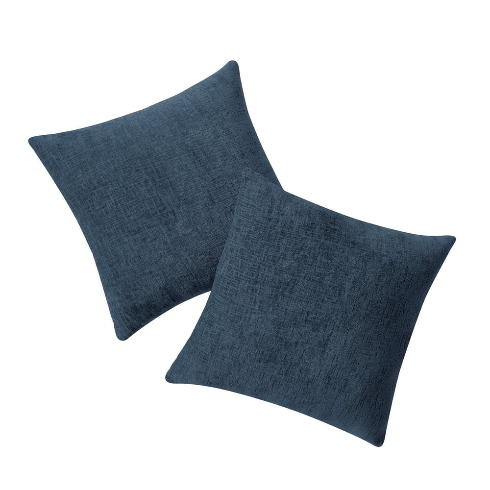 Navy Solid Chenille Decorative Pillow Set, Mainstays, 18" X 18", 2 Pieces