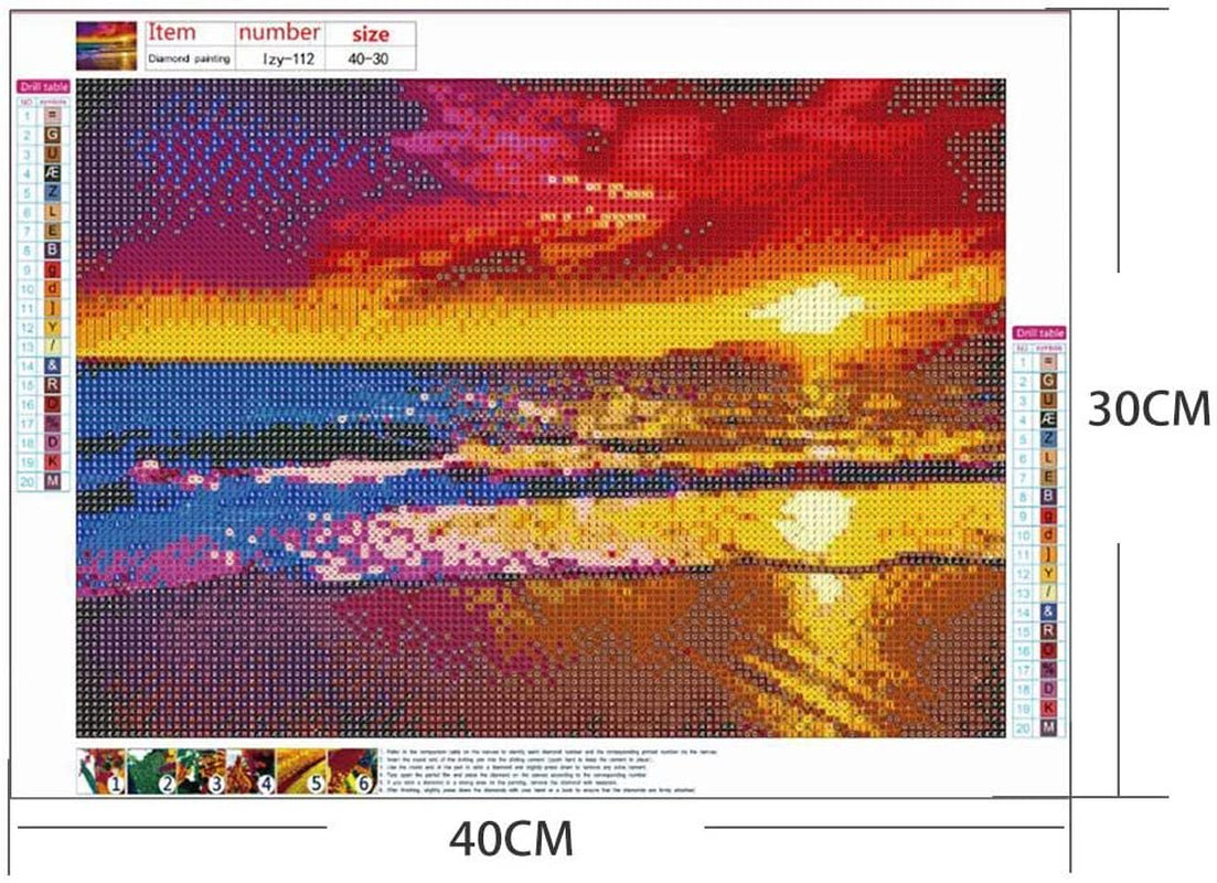 Hsdsbebe 5D Diamond Painting Beach Art for Adult,Sunset on Sea DIY Full round 5D Diamond Drill Kit,Gem Art Craft Home Decor,Wall Painting Kit 16X12 Inch