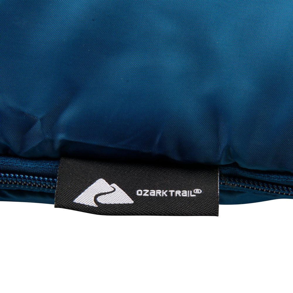Ozark Trail 35-Degree Cool Weather Recycled Adult Sleeping Bag, Blue, 33"X77"
