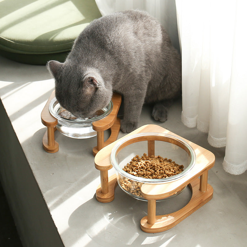 Glass cat bowl cat food bowl cat food bowl