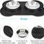 Asfrost Dog Food Bowls Stainless Steel Pet Bowls & Dog Water Bowls with No-Spill and Non-Skid, Feeder Bowls with Dog Bowl Mat for Small Medium Large Size Dogs Cats Puppy Pets, Dog Dishes, Black, 240Z