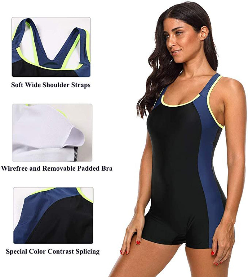 Charmo One Piece Swimsuits for Women Athletic Swimsuit Boyleg Sports Swimwear Bathing Suits