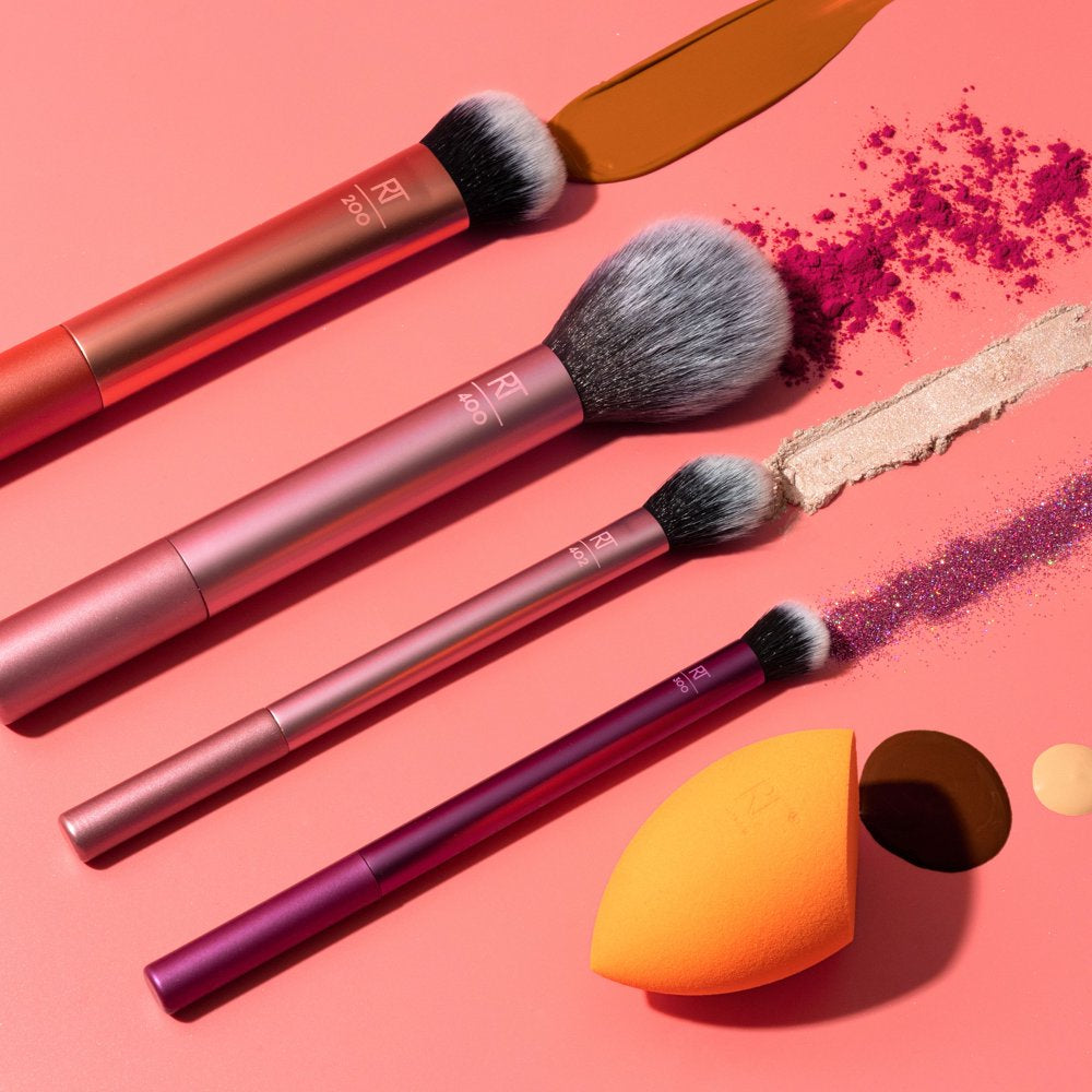 Real Techniques Everyday Essentials Kit, Makeup Brush & Beauty Sponge Set, 5 Piece Set