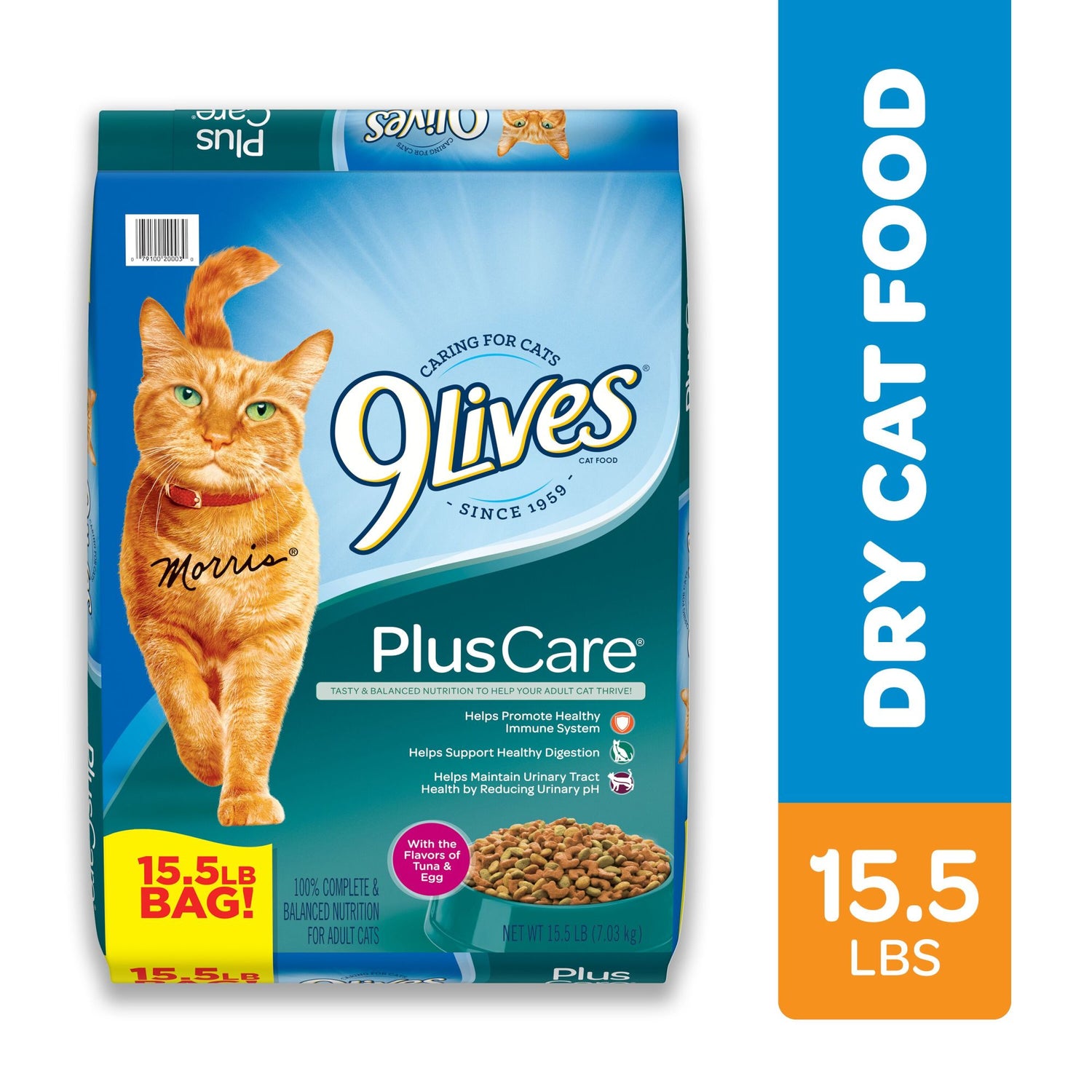 9Lives plus Care Dry Cat Food with Tuna & Egg Flavors, 15.5 Lb Bag