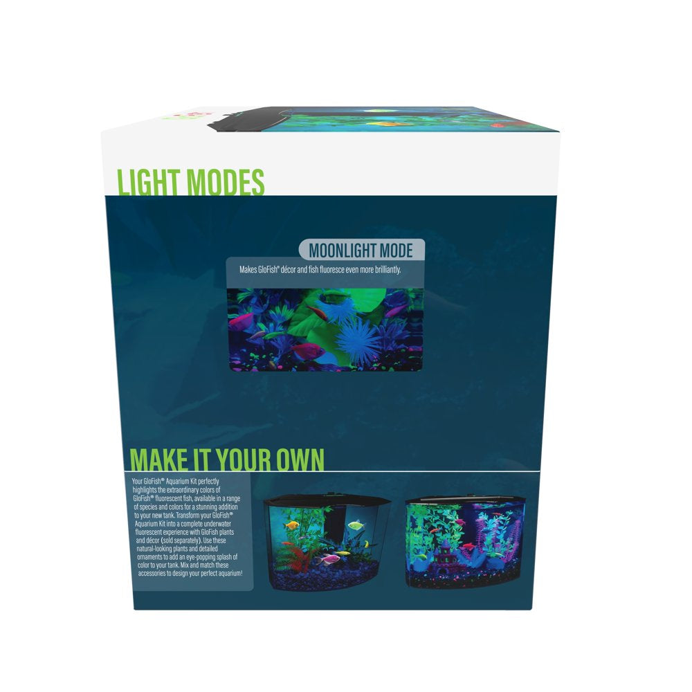 Glofish Crescent Aquarium Kit 5 Gallons, Plastic Includes Hidden Blue LED Light and Internal Filter