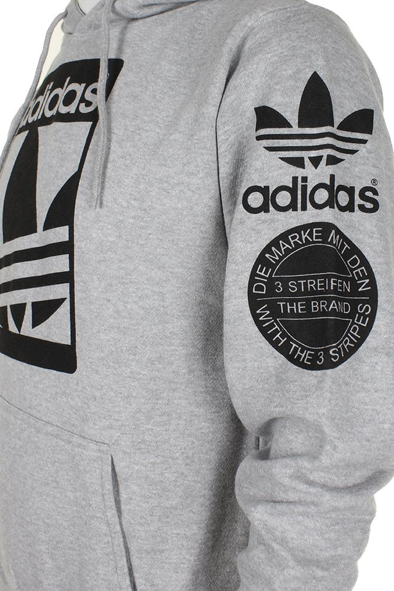 Adidas Men'S Original Trefoil Street Graphic Front Pocket Pullover Hoodie Gry S