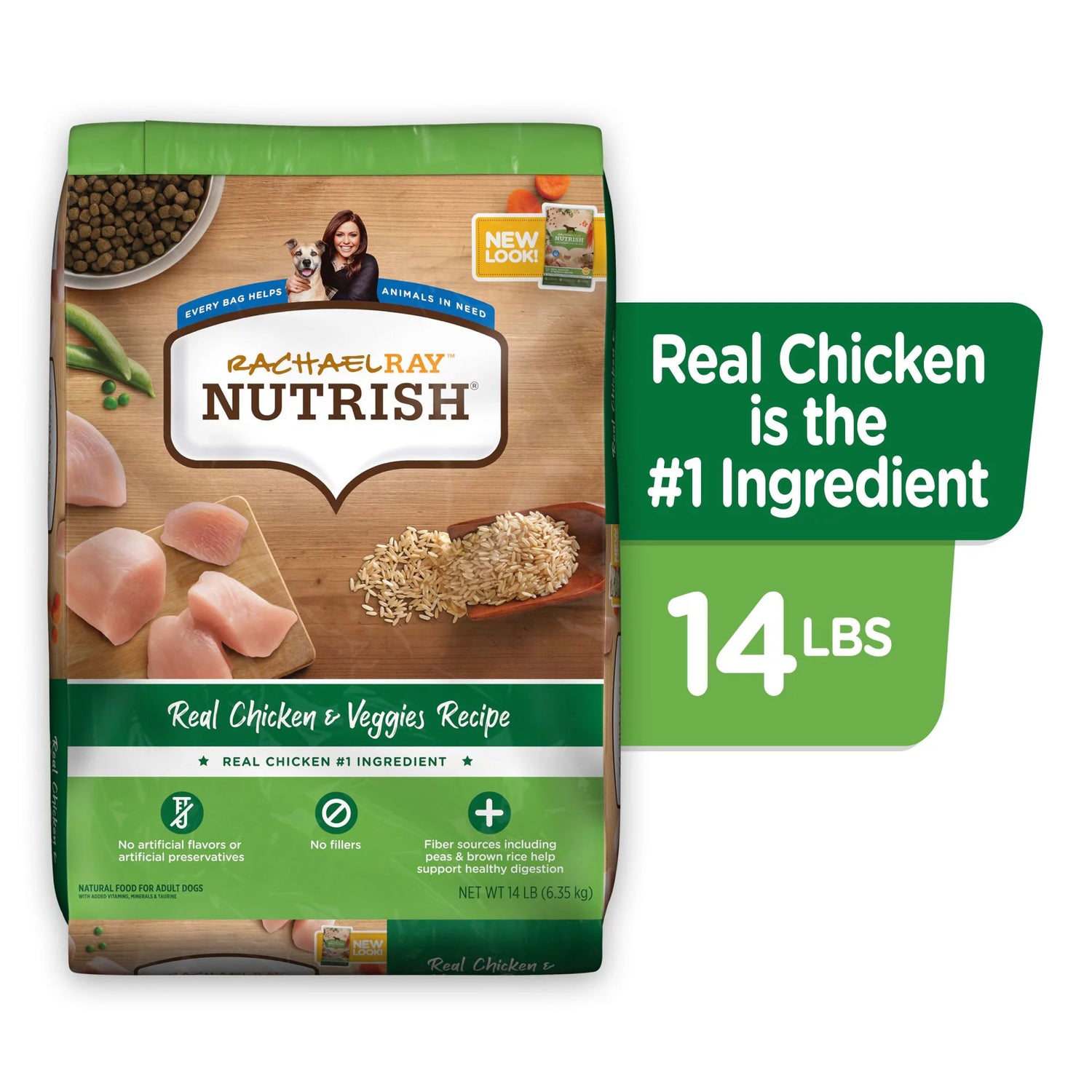 Rachael Ray Nutrish Real Chicken & Veggies Recipe Dry Dog Food, 14-Pound Bag (Packaging May Vary)
