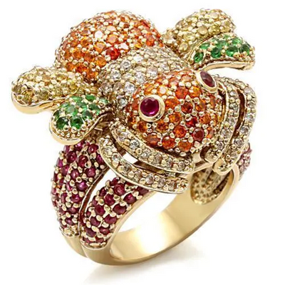 Imitation Gold Brass Ring with Synthetic Corundum in Ruby