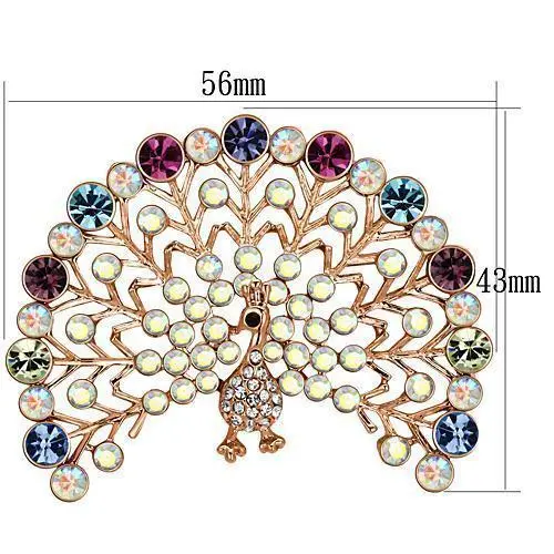 LO2849 - Flash Rose Gold White Metal Brooches with Top Grade Crystal  in Multi Color