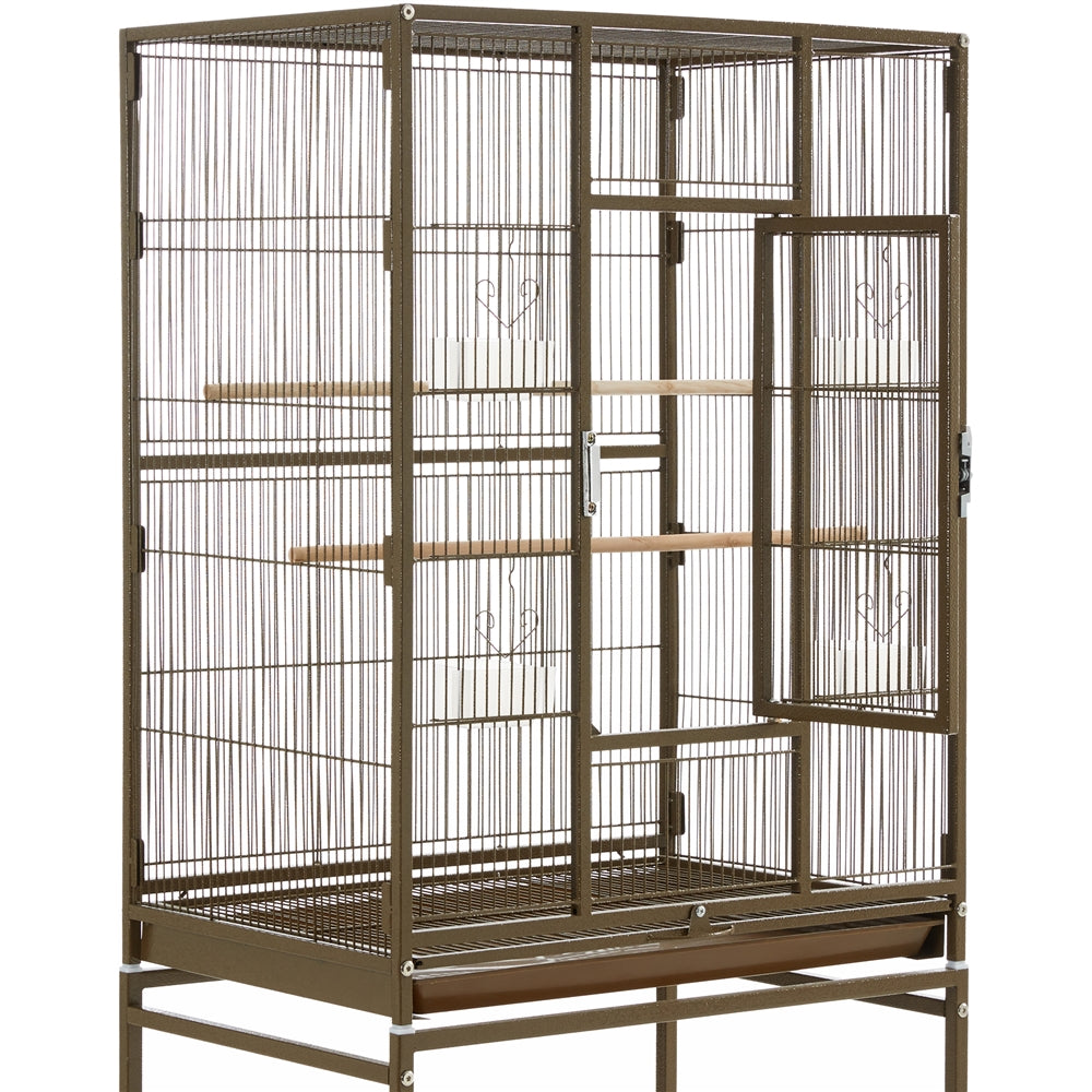 Easyfashion 54"H Large Rolling Metal Pet Cage for Birds or Small Animal, Palmer Green