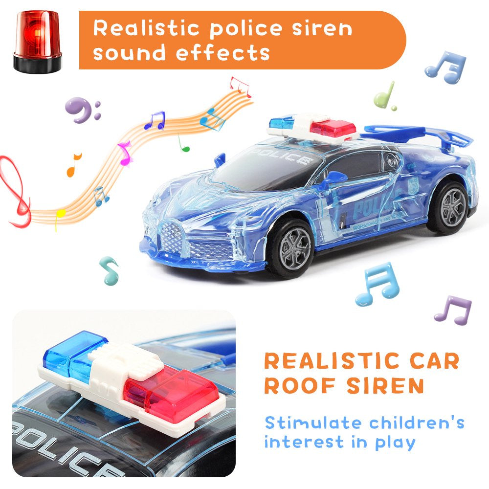 Homaful Electric Police Car Toys for 2 3 4 5 6 Year Old Boys Real Siren Sounds Car Toy Police Vehicle Model with LED Light and Music Best Birthdays/Christmas Gift for Boys Girls Kids