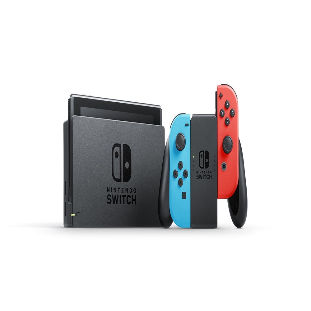 Nintendo Switch Console with Neon Blue & Red Joy-Con.