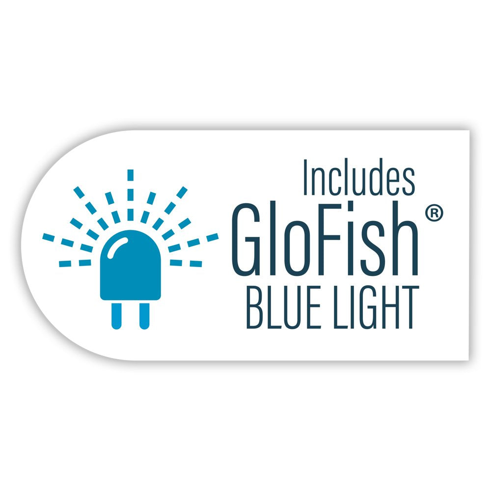 Glofish Crescent Aquarium Kit 5 Gallons, Plastic Includes Hidden Blue LED Light and Internal Filter