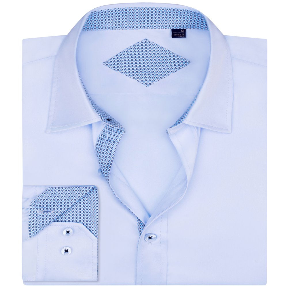 Alimens & Gentle Mens Long Sleeve Stretch Cotton Dress Shirt Regular Fit Button Down