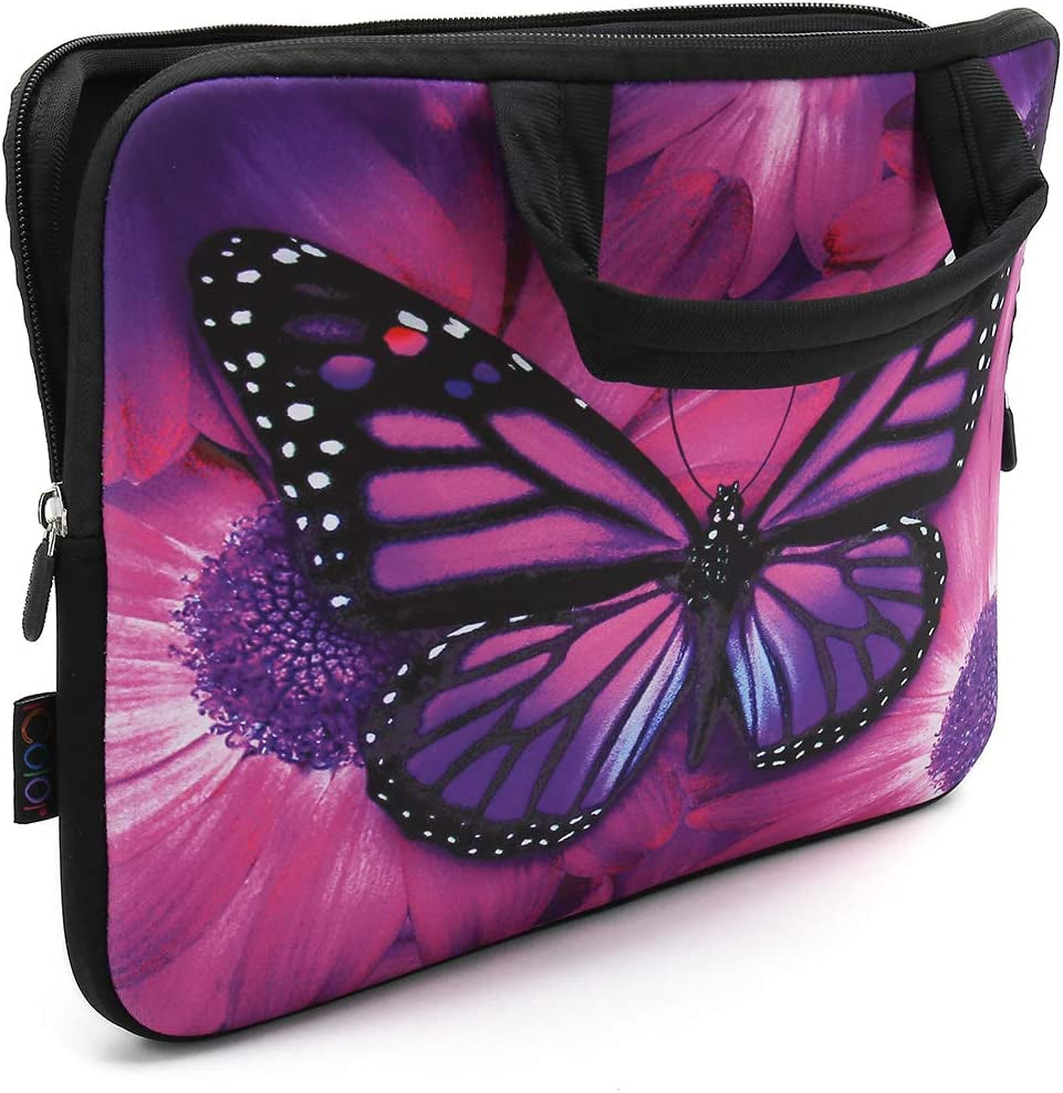 Icolor Butterfly Neoprene Sleeve Case with Handle for 15-15.6 Inch Laptop(Ihb15-005)