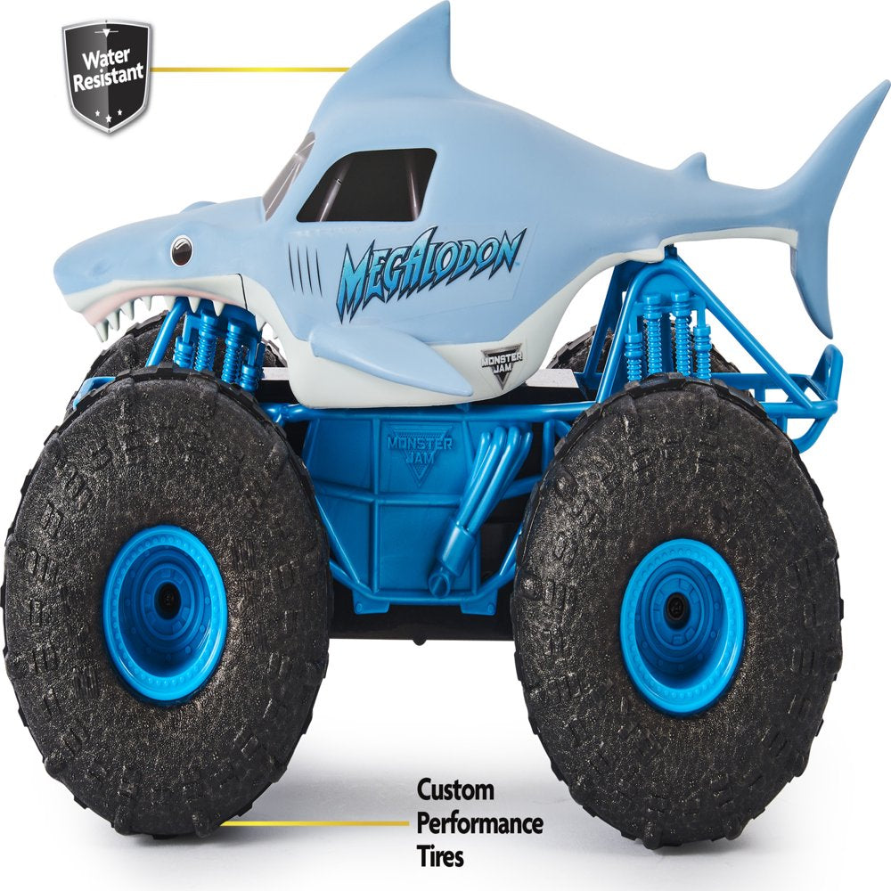 Monster Jam, Official Megalodon Storm All-Terrain Remote Control Monster Truck Toy Vehicle, 1:15 Scale