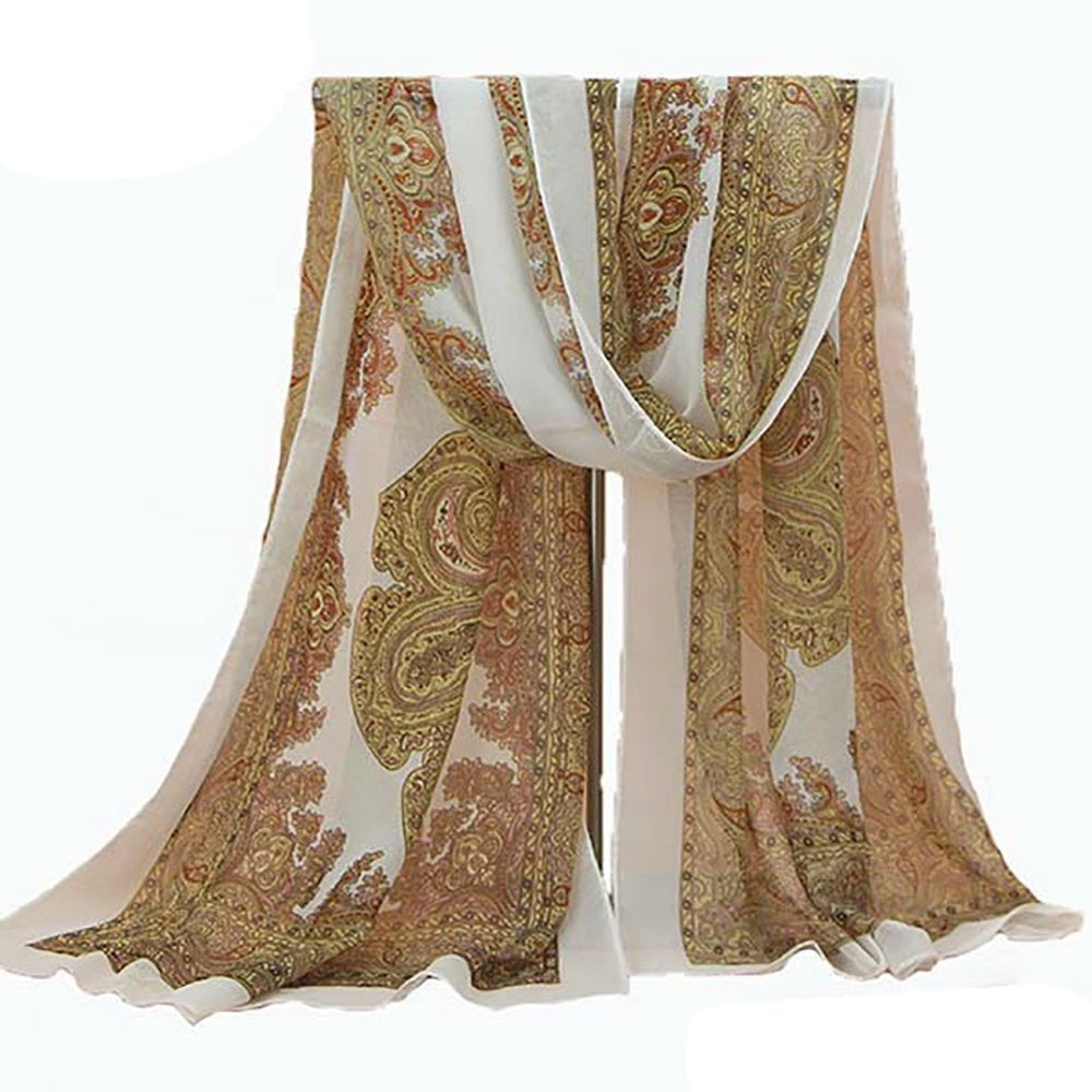 Ludlz Women Fashion Long Soft Chiffon Flower Scarf Sheer Wrap Neck Shawl Stole Gift