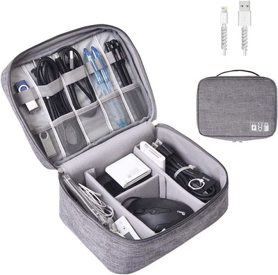 Electronics Organizer, Orgawise Electronic Accessories Bag Travel Cable Organizer Three-Layer for Ipad Mini, Kindle, Hard Drives, Cables, Chargers (Two-Layer-Grey)