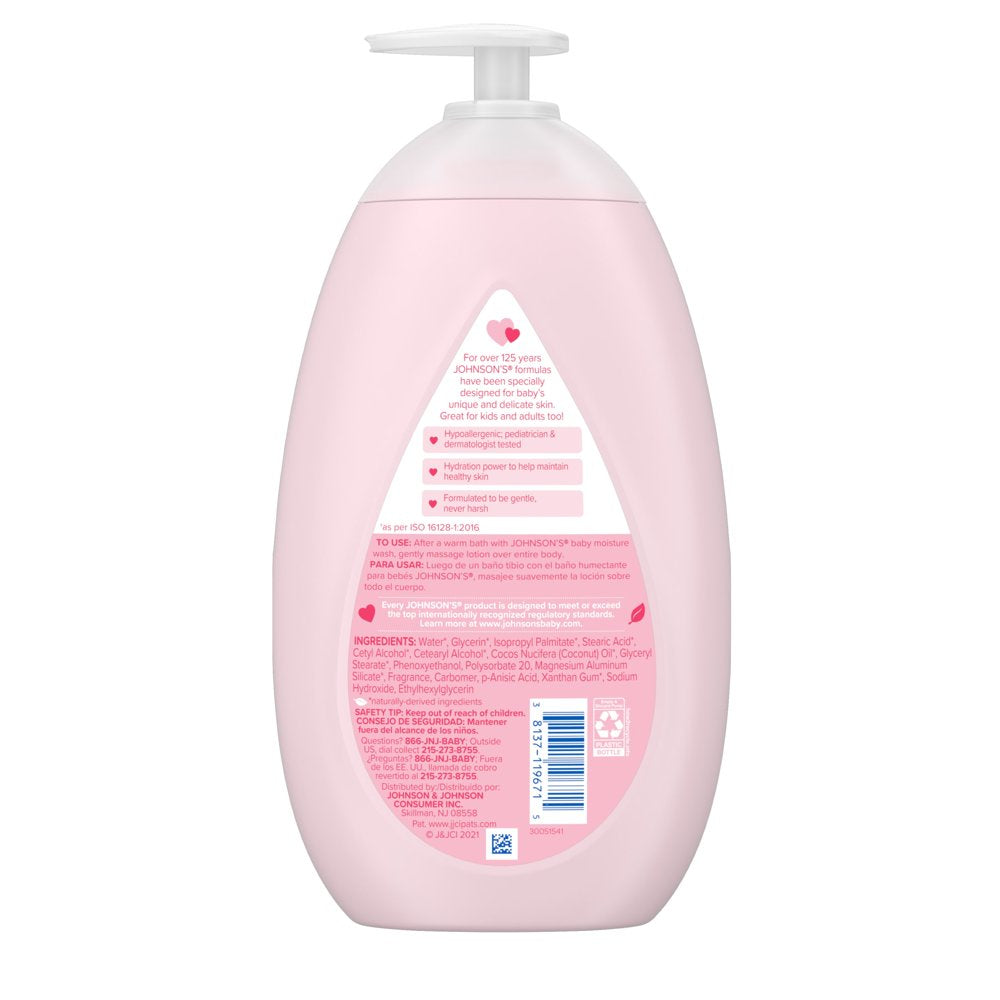 Johnson'S Moisturizing Pink Baby Body Lotion with Coconut Oil, Suitable for the Whole Family 27.1 FL OZ