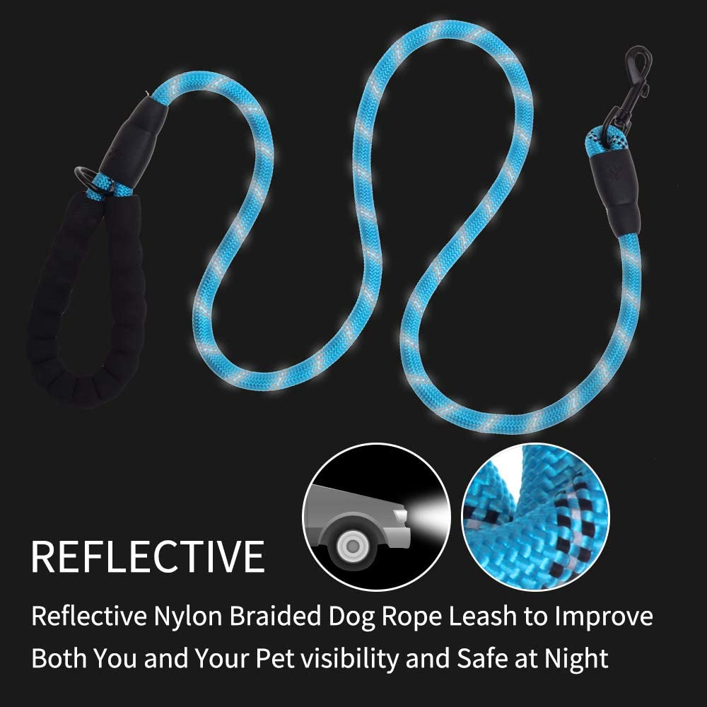 5 FT Thick Highly Reflective Dog Leash-Green