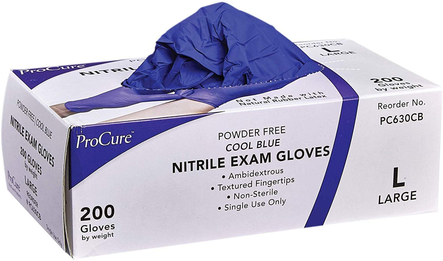 Procure Disposable Nitrile Gloves - 200 Count - Powder Free, Rubber Latex Free, Medical Exam Grade