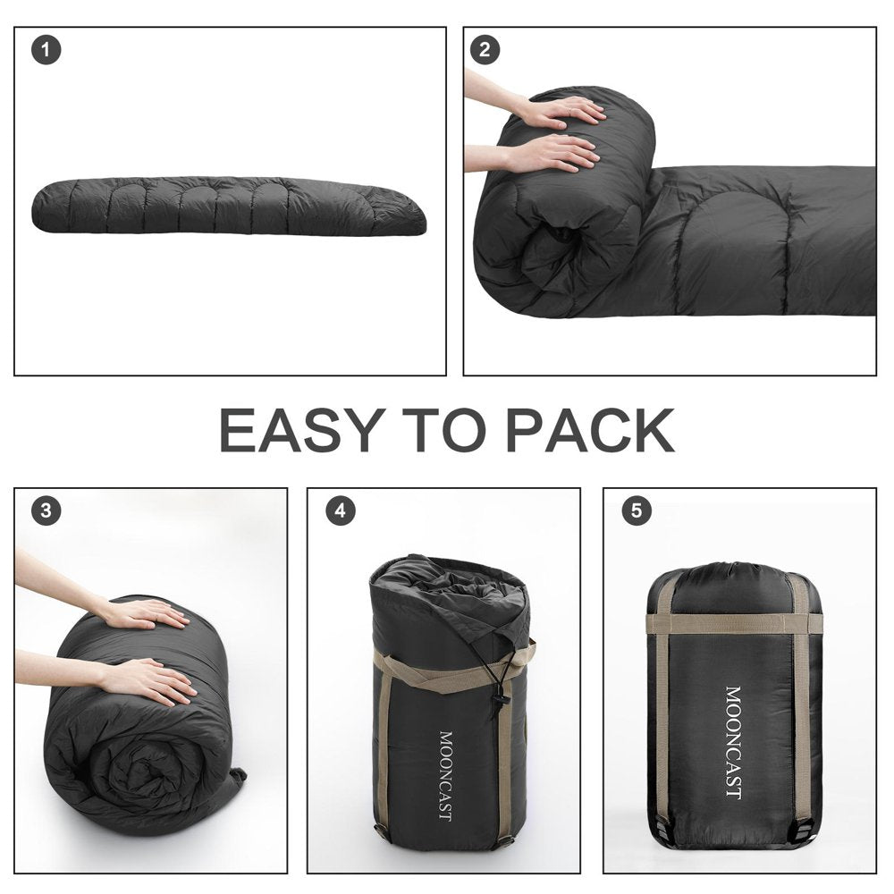 MOONCAST 0 ºc Sleeping Bags, Compression Sack Portable and Lightweight for Camping, Dark Gray