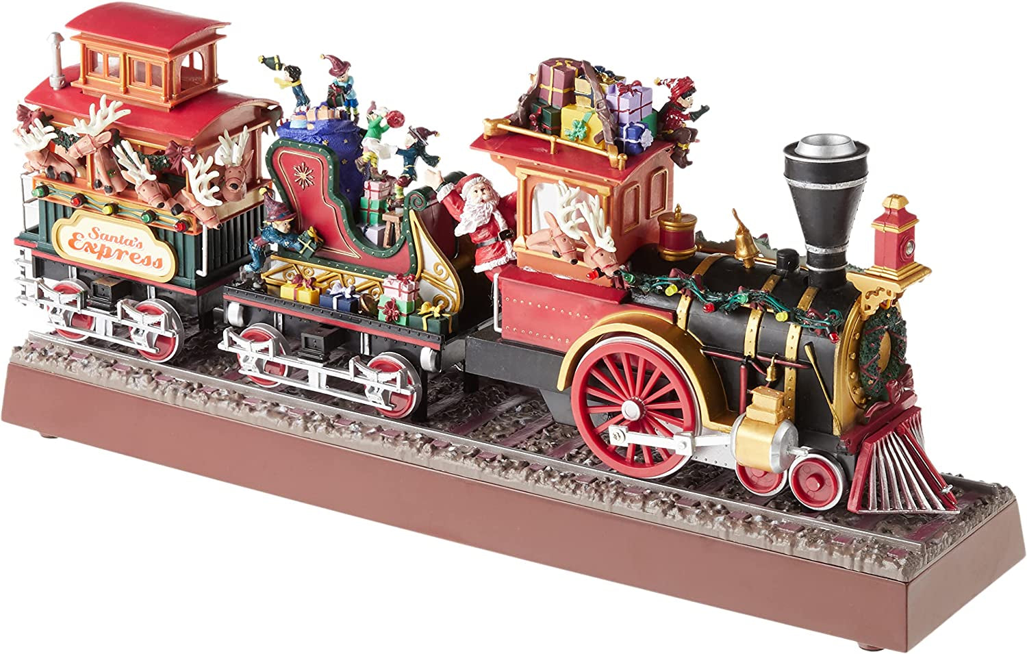 Mr. Christmas Animated Musical Santa'S Train Express with Working Smokestack, 16.5 Inch, Red