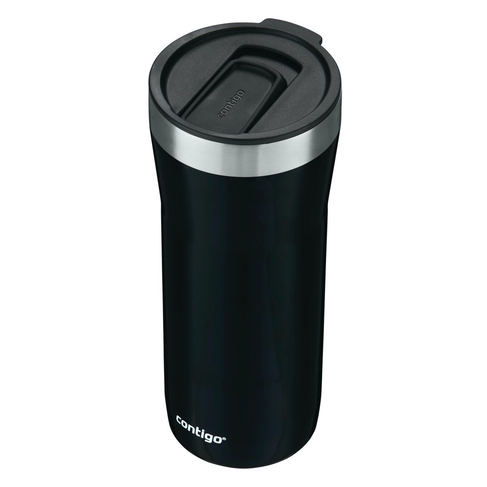 Contigo Streeterville Stainless Steel Tumbler with Plastic Straw Black Licorice, 32 Fl Oz.