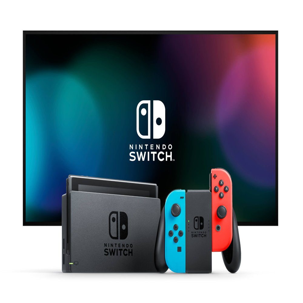 Nintendo Switch Console with Neon Blue & Red Joy-Con.