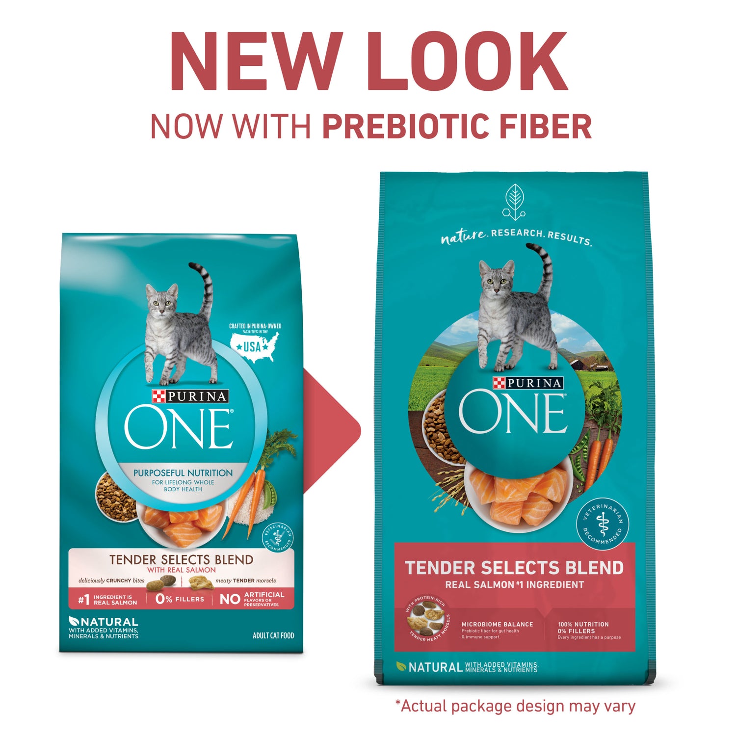 Purina ONE Natural Dry Cat Food, Tender Selects Blend with Real Salmon, 7 Lb. Bag