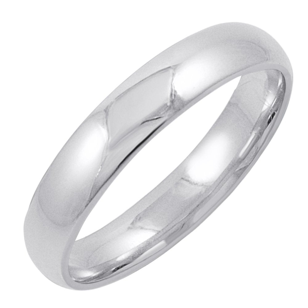 Men'S 10K White Gold 4Mm Comfort Fit Plain Wedding Band (Available Ring Sizes 8-12 1/2) Size 12