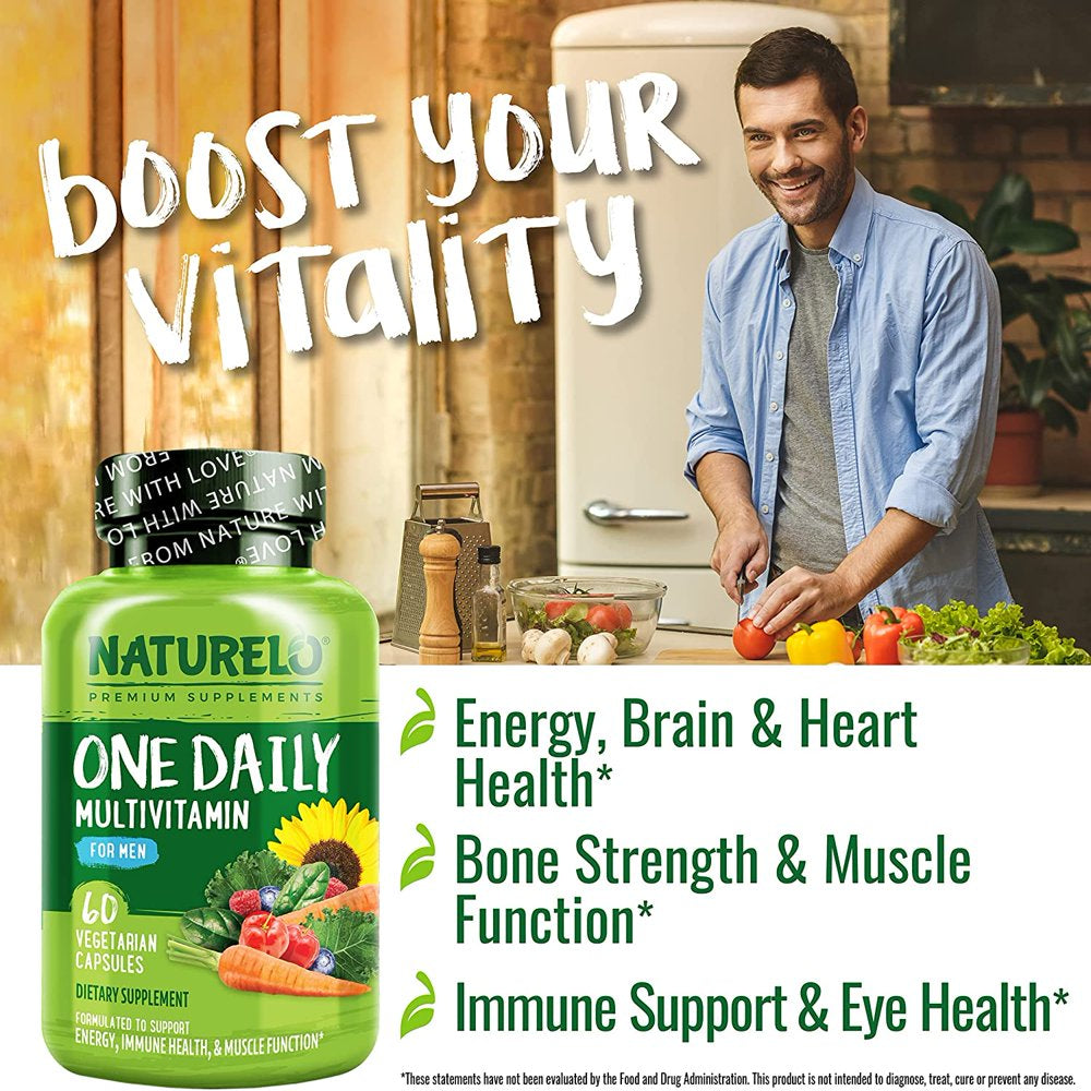 NATURELO One Daily Multivitamin for Men 50+ - with Vitamins & Minerals + Organic Whole Foods - Supplement to Boost Energy, General Health - Non-Gmo - 60 Capsules | 2 Month Supply