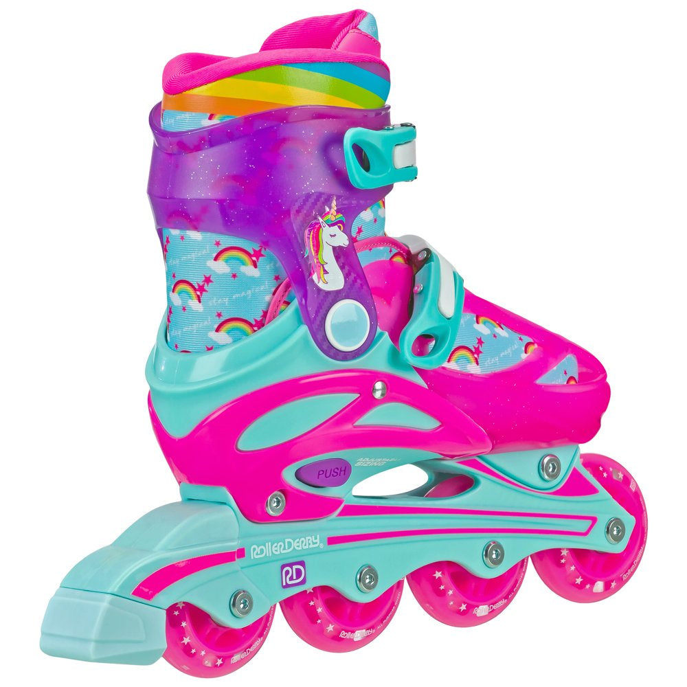 Roller Derby Sprinter Girl'S 2-In-1 Quad Roller and Inline Skates Combo, Unicorn (Size 12-2)