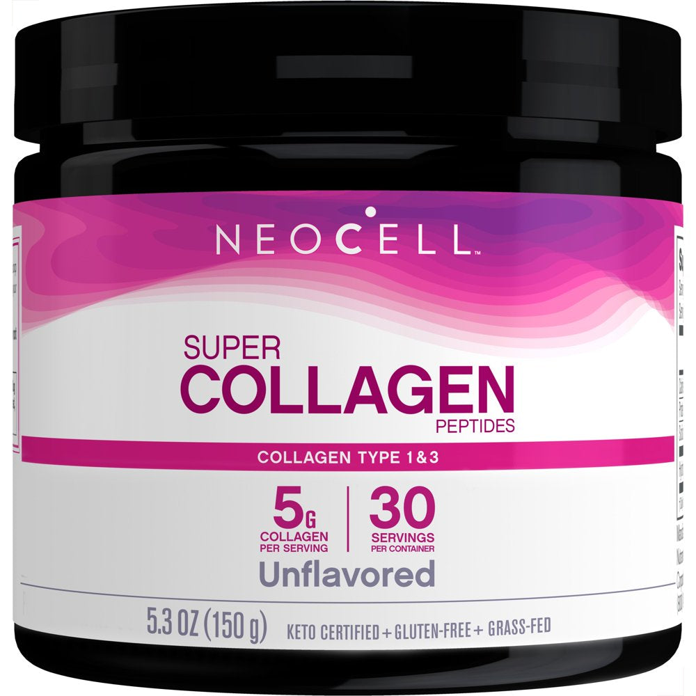 Neocell Super Collagen Peptides, Grass-Fed Collagen Types 1 and 3, Unflavored, 5.3 Oz