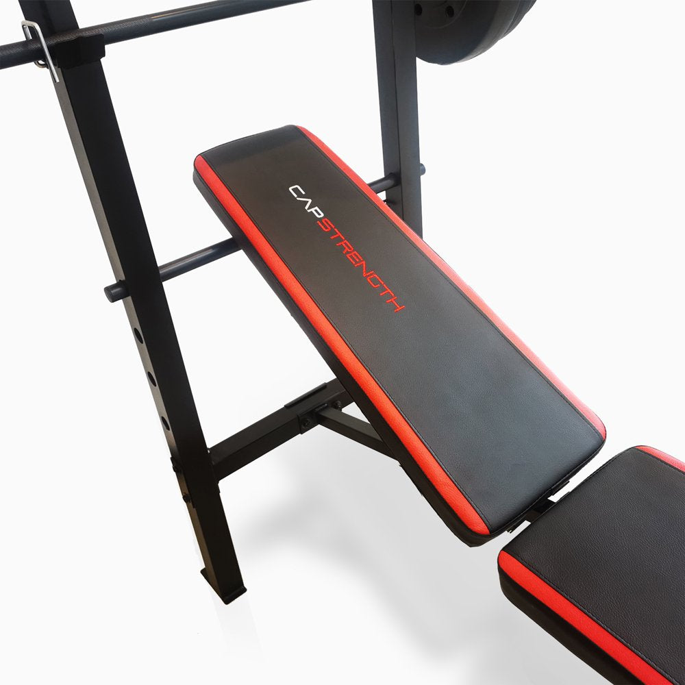 CAP Strength Adjustable Standard Combo Weight Bench with Rack and Leg Extension and 90 Lb. Vinyl Weight Set