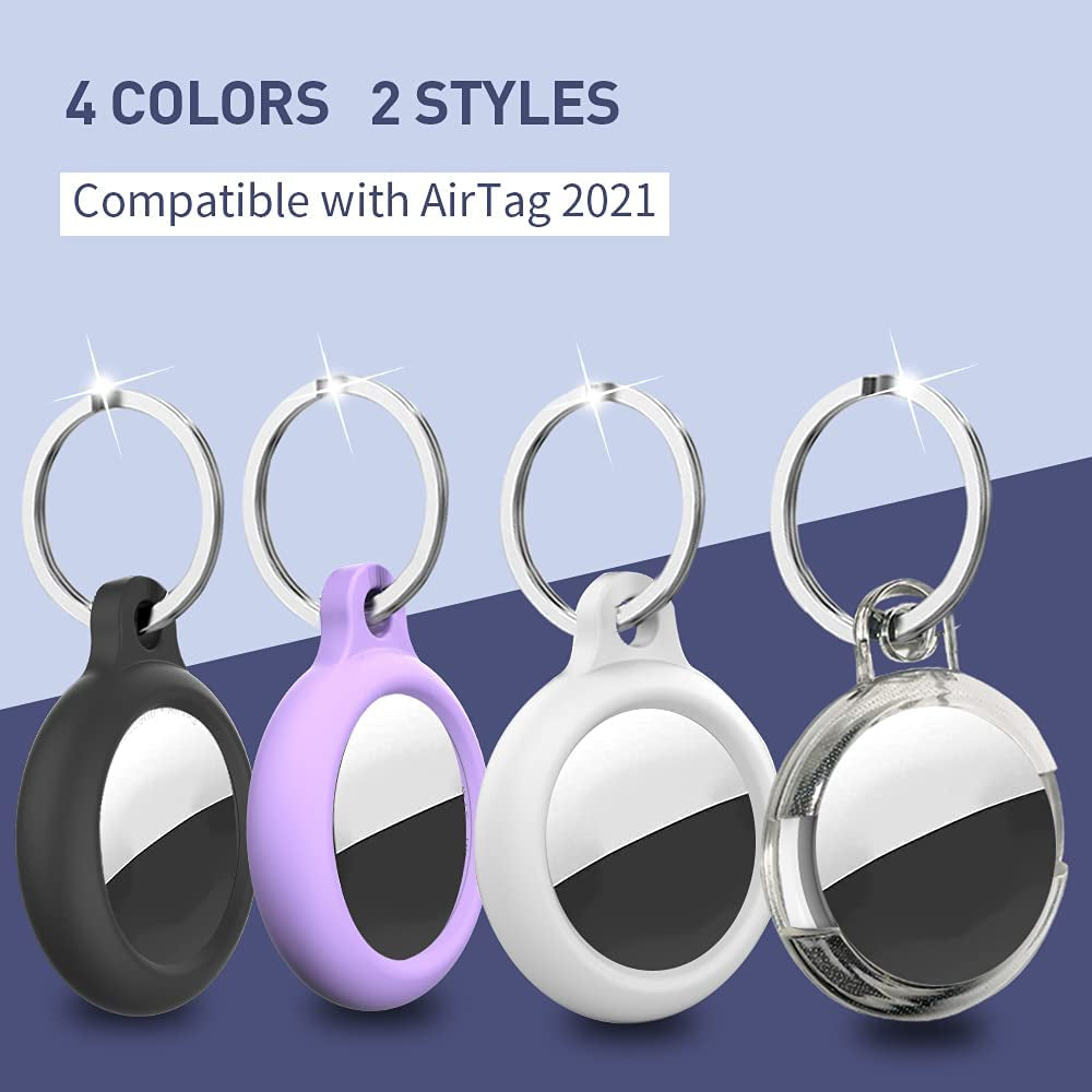 4 Pack Airtag Holder Compatible with Apple Air Tags 2021,Waterproof Case for Air Tag Protection,Airtags Keychain Accessories with Silicone Case for Airtags with Keychain