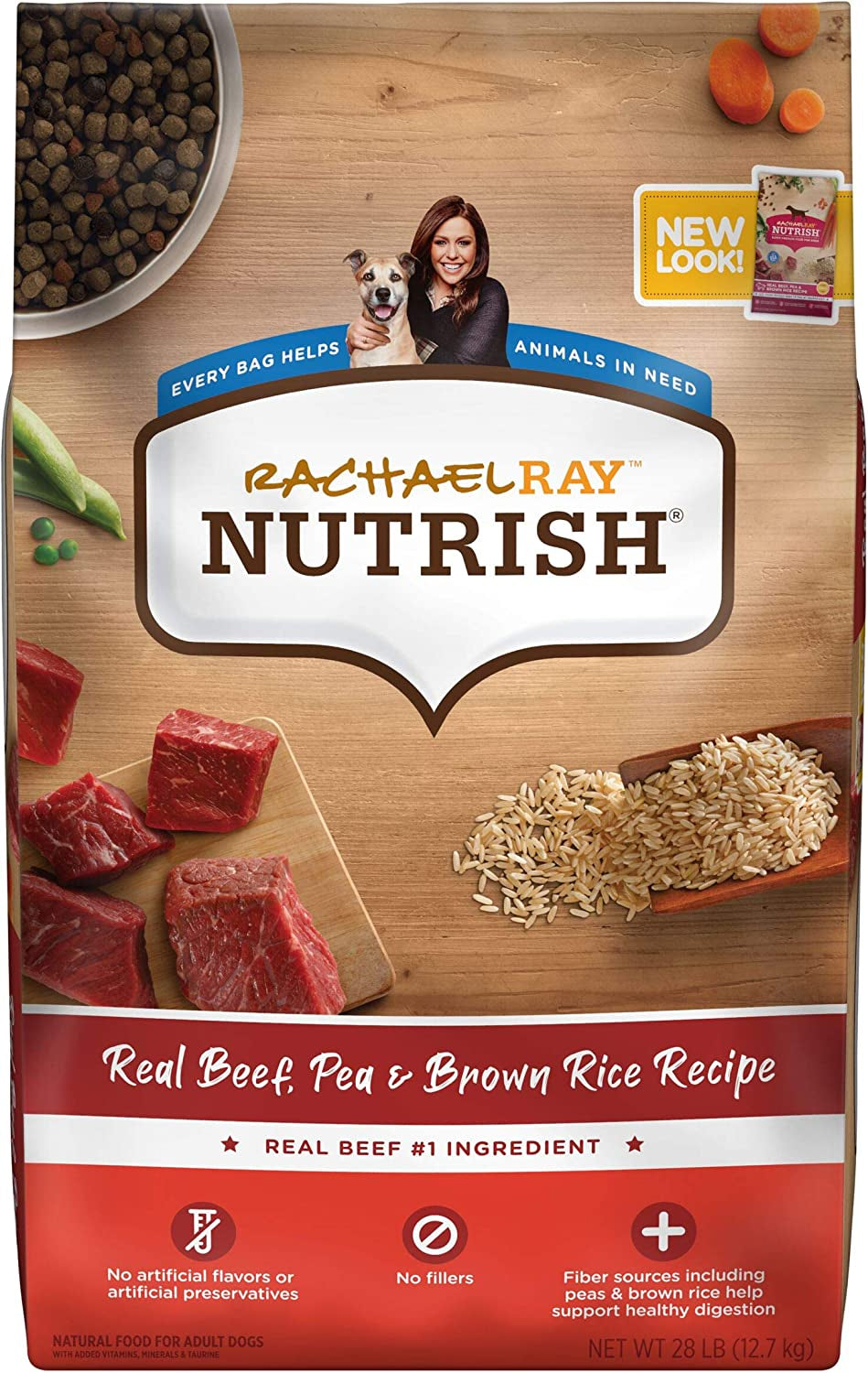 Rachael Ray Nutrish Premium Natural Dry Dog Food, Real Beef, Pea, & Brown Rice Recipe, 28 Pounds