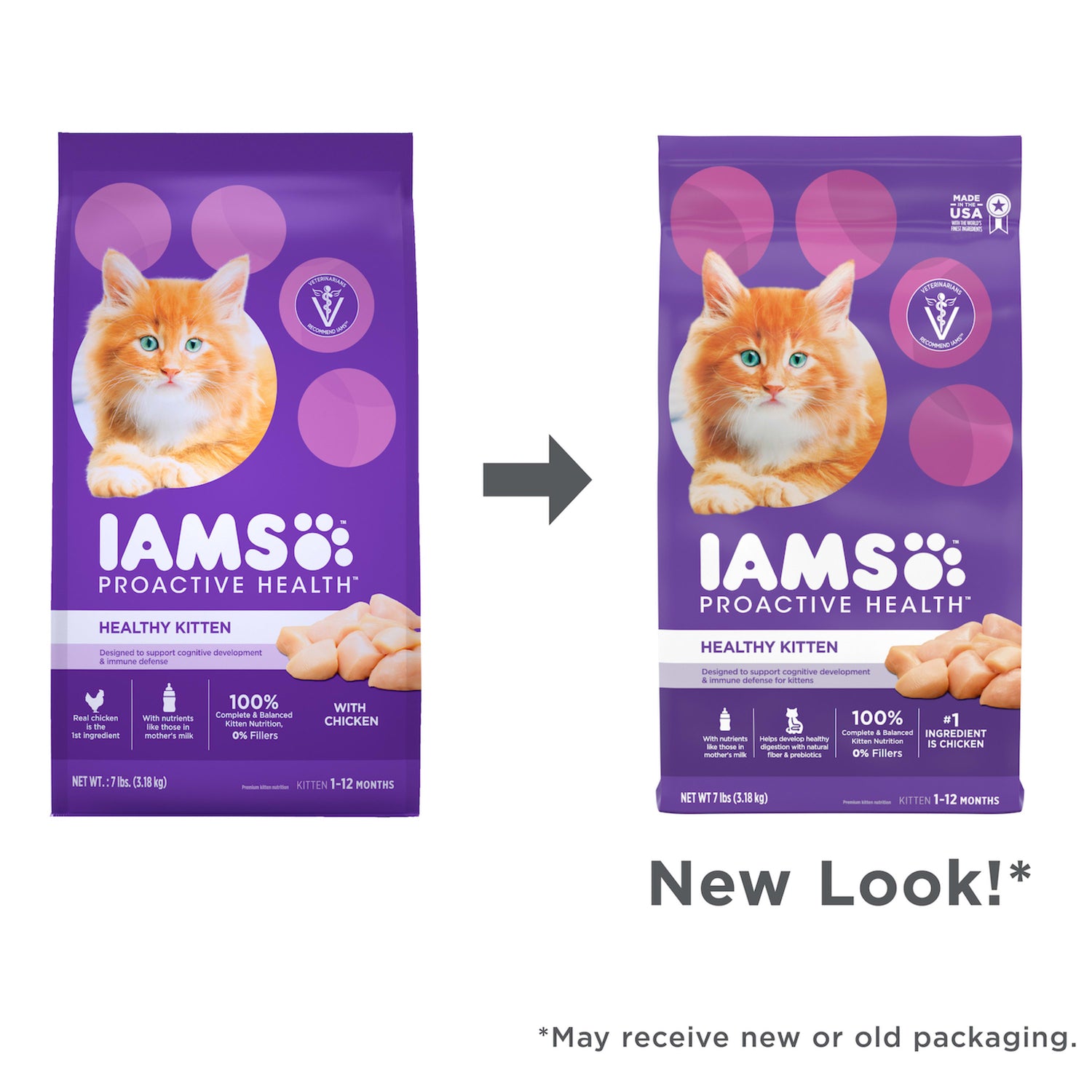 IAMS PROACTIVE HEALTH Healthy Kitten Dry Cat Food with Chicken, 7 Lb. Bag