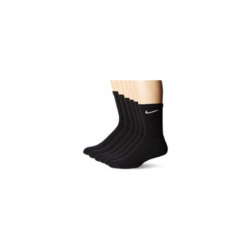 Nike Unisex Everyday Cotton Cushioned Crew Training Socks with DRI-FIT Technology, Large Black (Pack of 6 Pairs)