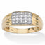 Palmbeach Jewelry Men'S 1/7 TCW round Diamond Grid Ring in 18K Gold-Plated Sterling Silver