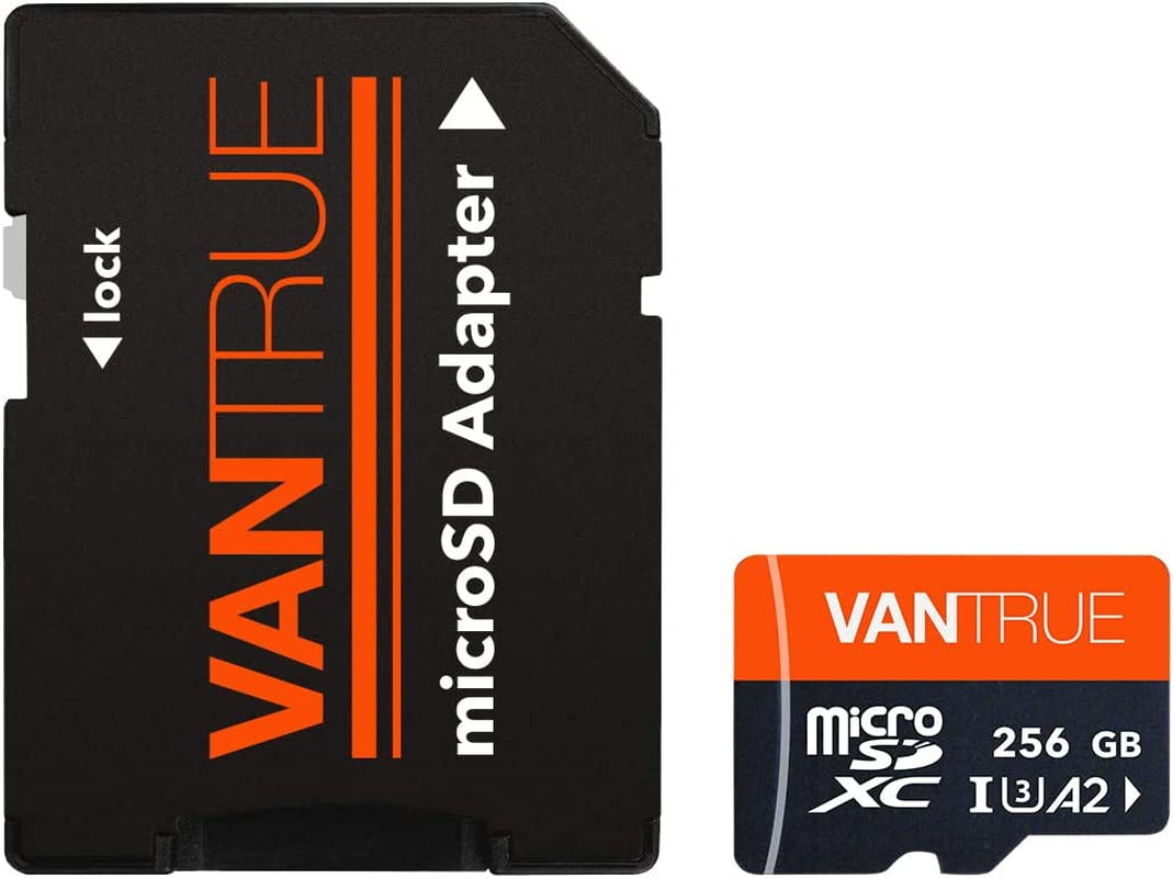 Vantrue 256GB Microsdxc UHS-I U3 4K UHD Video High Speed Transfer Monitoring SD Card with Adapter for Dash Cams, Body Cams, Action Camera, Surveillance & Security Cams