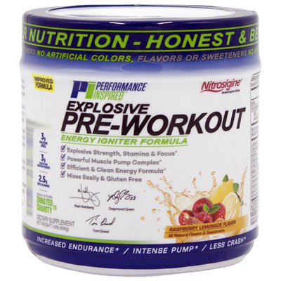 Performance Inspired Nutrition Pre-Workout Powder - All Natural - G-Free & Vegan Formula - Contains Citrulline - Nitrosigine - Green Tea - Arginine - Beta Alanine - Raspberry Lemonade - 32 Servings